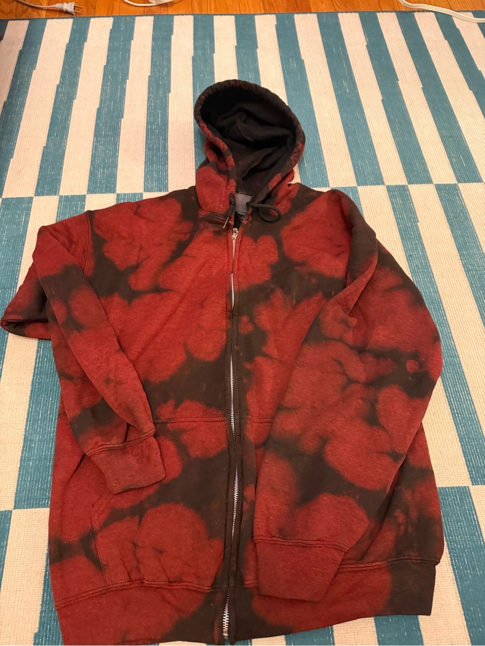 Carmar Red and Black Tie-Dye Zip-Up Hoodie